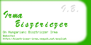 irma bisztriczer business card